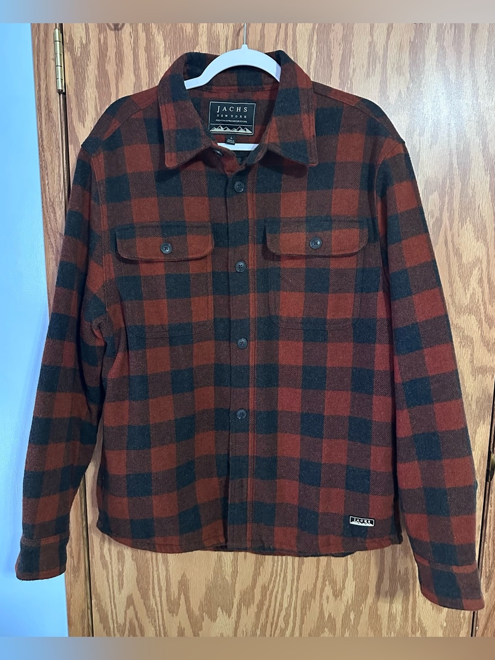 JACHS NEW YORK BUFFALO PLAID WOOL BLEND SHIRT JACKET SIZE LARGE